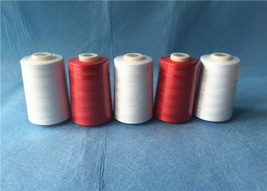 China Slijtvast Polyesterkern Gesponnen Garen 402 Telling met Dyeable-Patroon, Rode Kleur leverancier